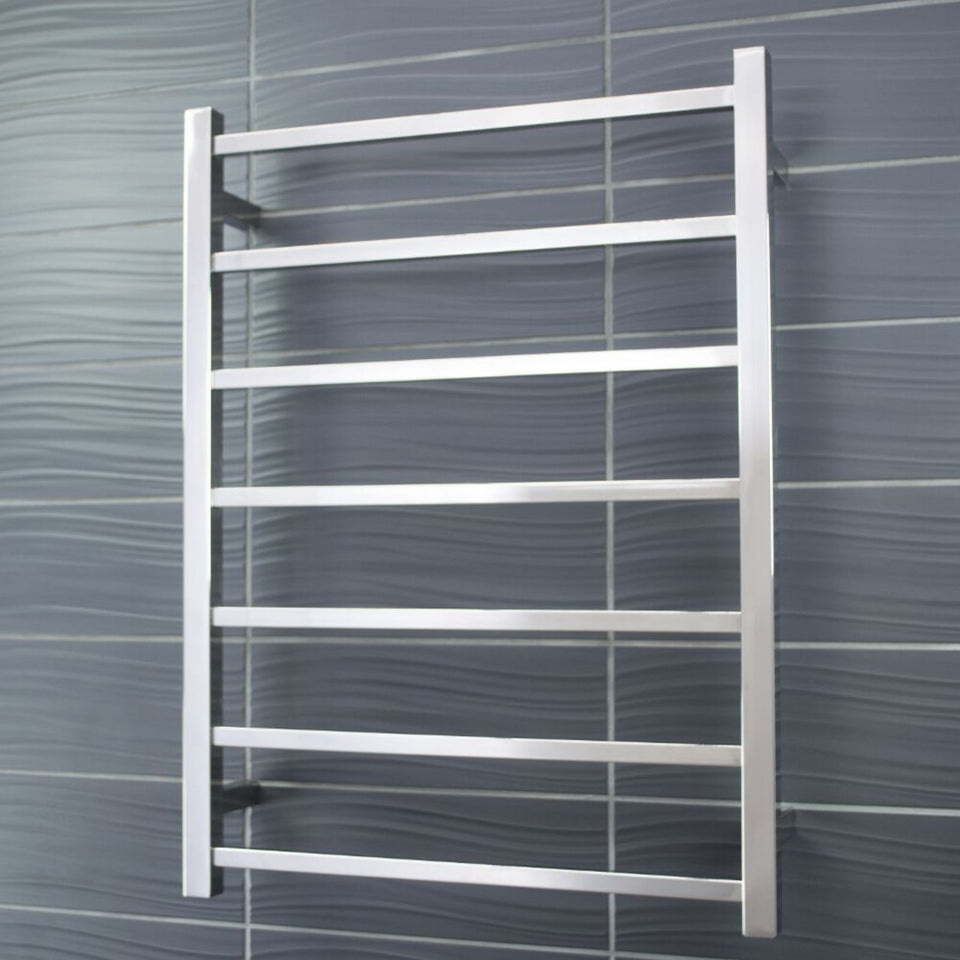 Radiant Square 7 Bar Heated Rail 600 x 800 Polished Stainless Steel