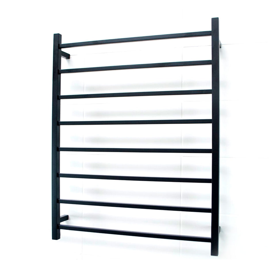 Radiant Square 8 Bar Heated Towel Ladder 800 x 1000 Matte Black
