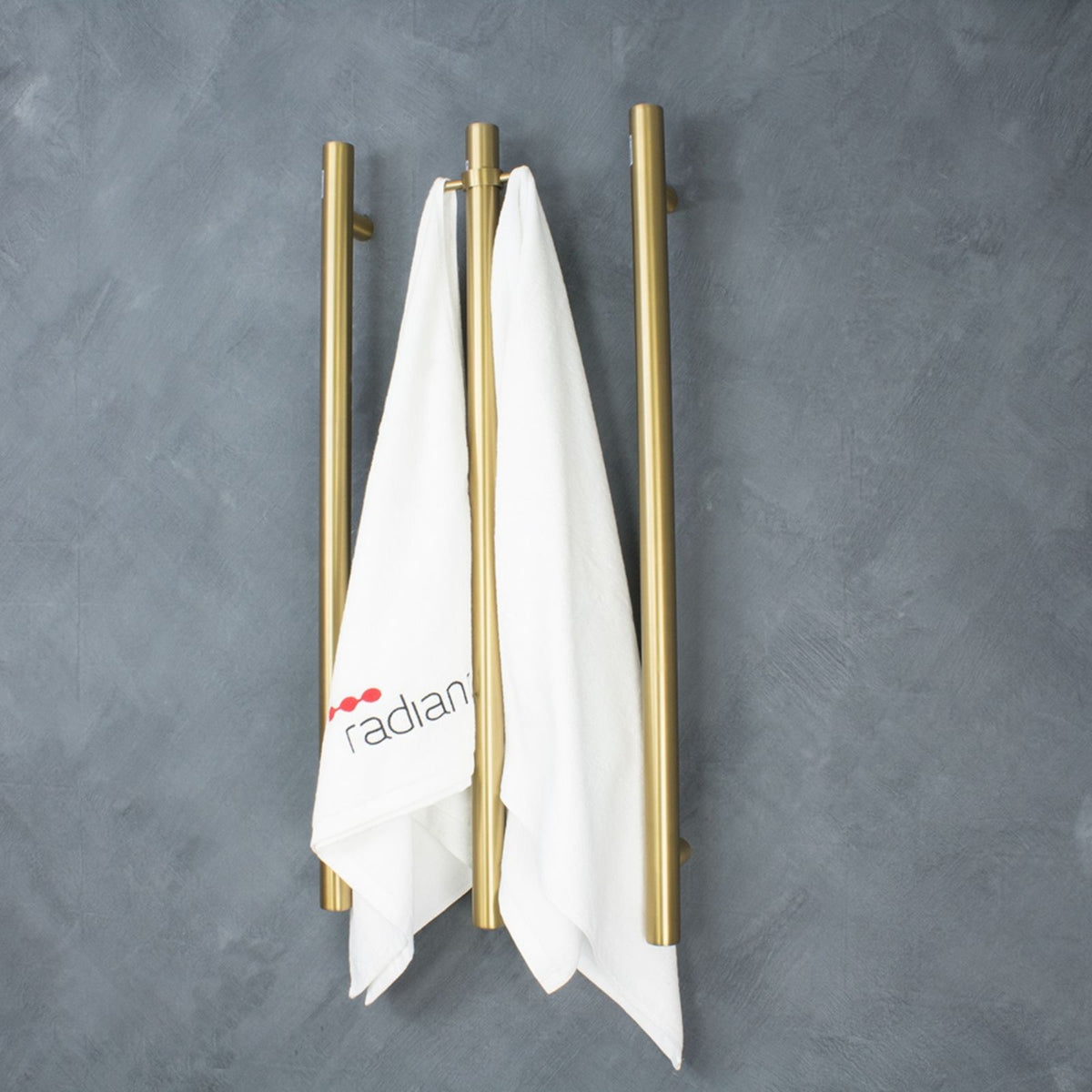 Lifestyle Radiant Heated Vertical towel rail 40 x 950mm Brushed Gold GLD-VTR-950 - The Blue Space