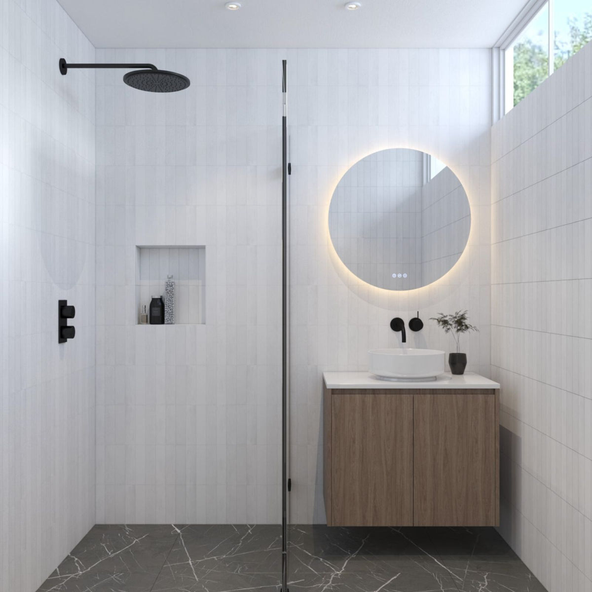Lifestyle Radiant Olek Frameless LED Mirror 600mm - 1200mm FLESSRND60 - The Blue Space