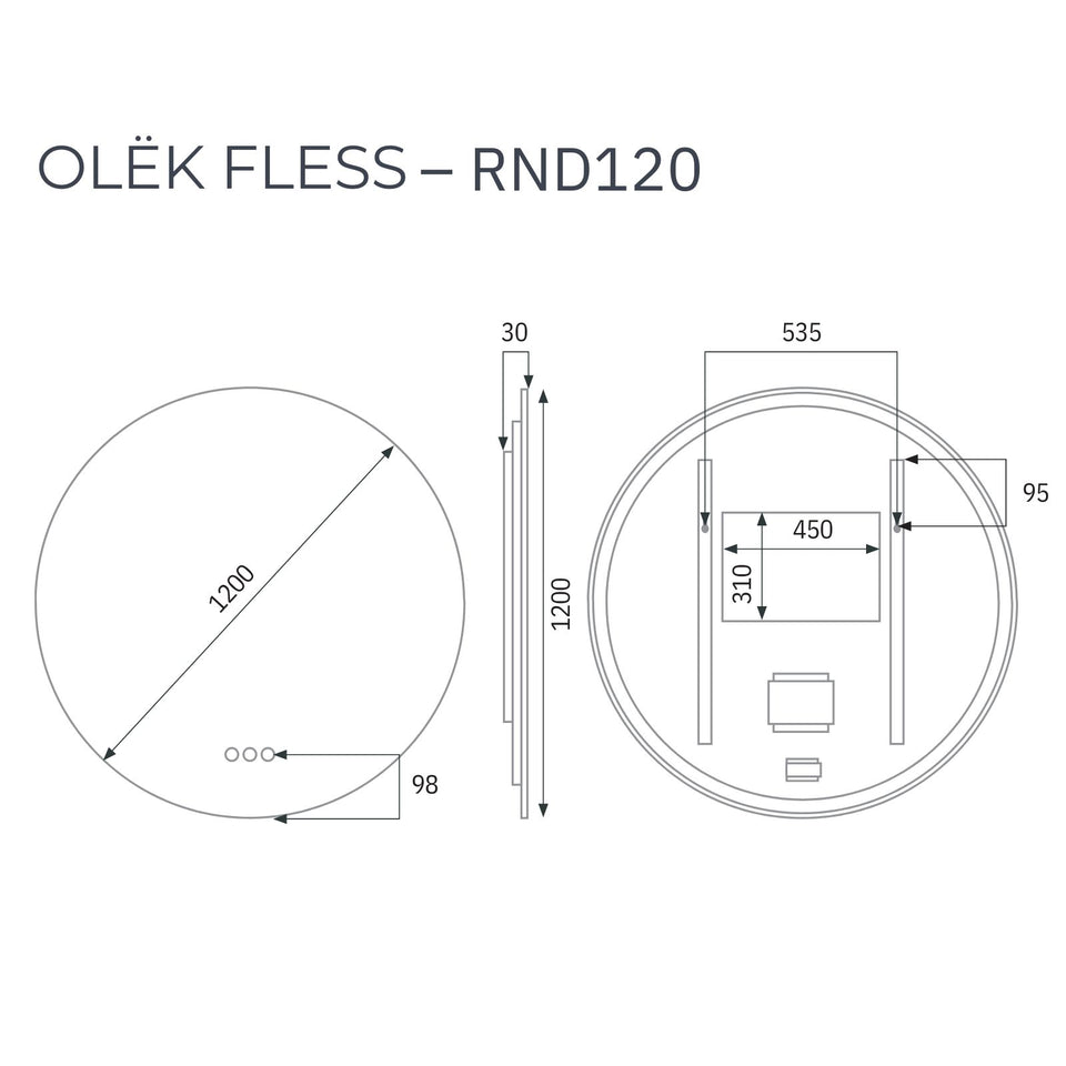 Radiant Olek Frameless LED Mirror 600mm - 1200mm
