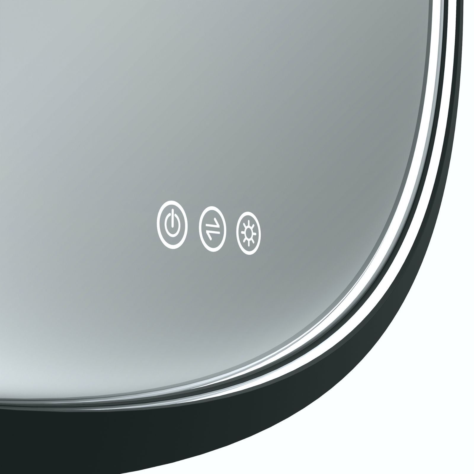 Corner Radiant Olek LED Mirror 600mm - 900mm - Black BLKRND60 - The Blue Space