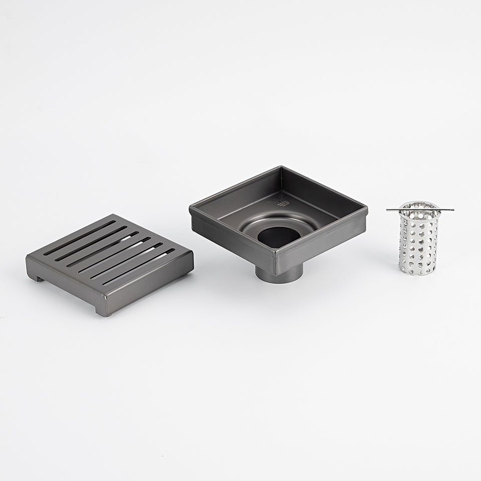 Radiant Square Slotted Floor Grate (Gun Metal Grey) 100mm x 100mm (74mm Outlet)