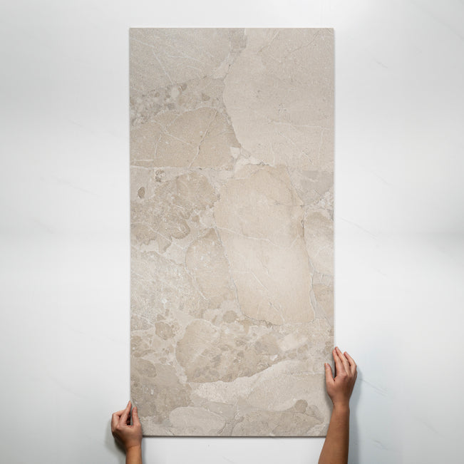 Single with Hand Roccia Greige External Porcelain Tile P4 600 x 1200mm MATSGRN3 - The Blue Space