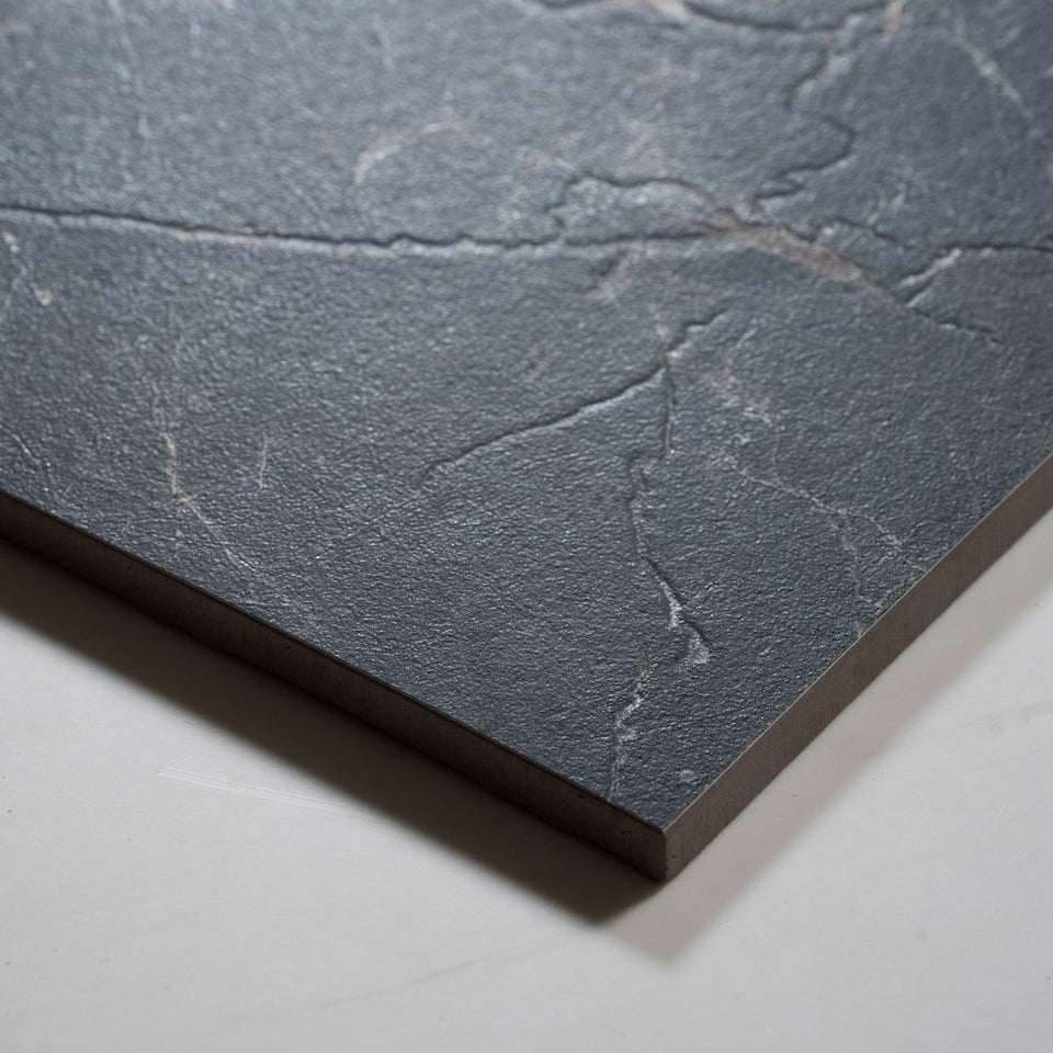 Sereno Black Marble Grain Honed Porcelain Tile 600 x 600mm