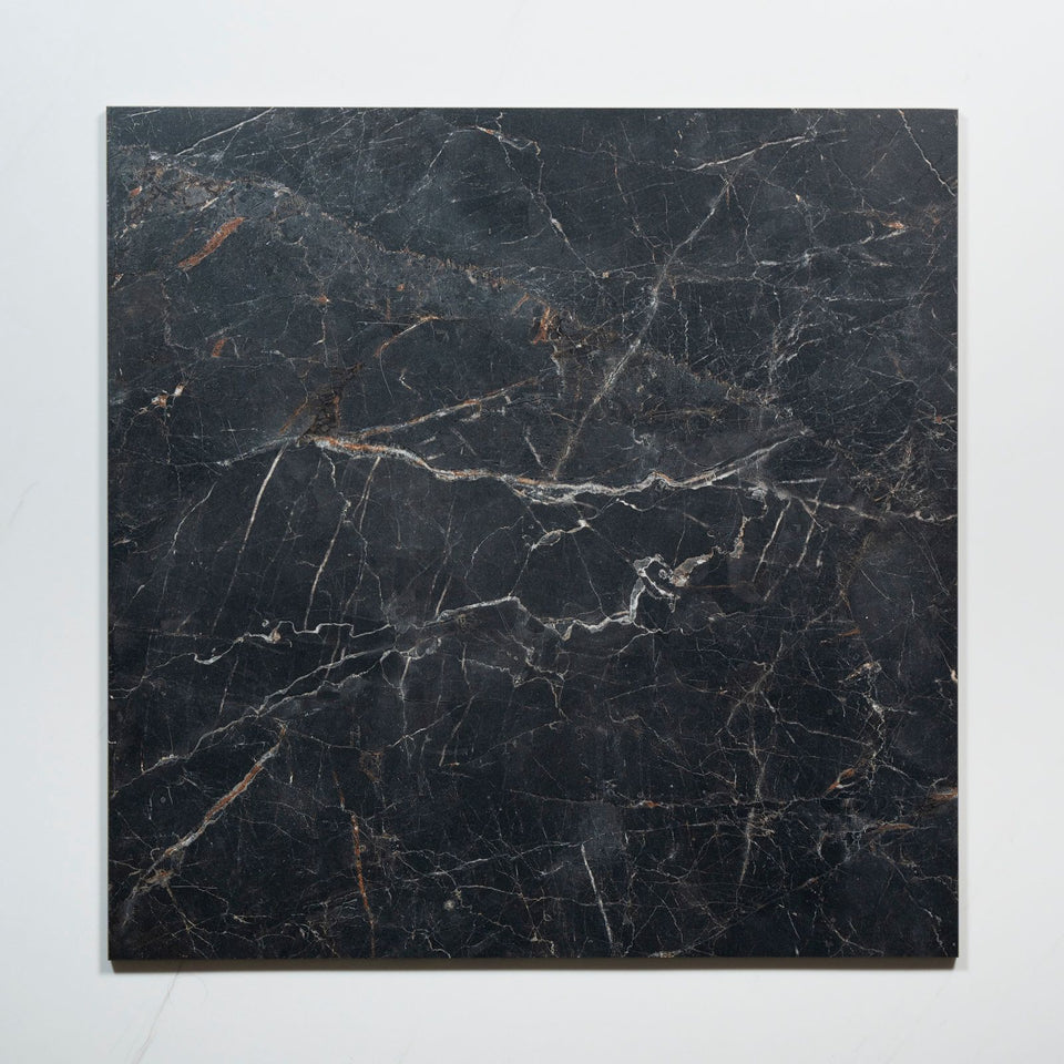 Sereno Black Marble Grain Honed Porcelain Tile 600 x 600mm