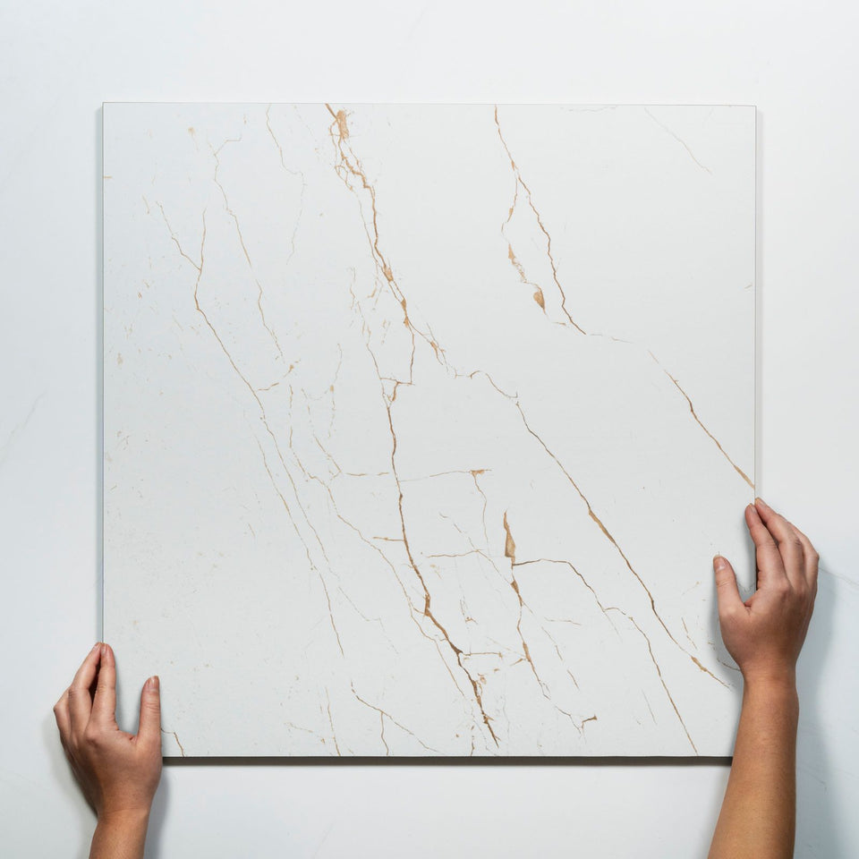 Sereno White Marble Grain Honed Porcelain Tile 600 x 600mm