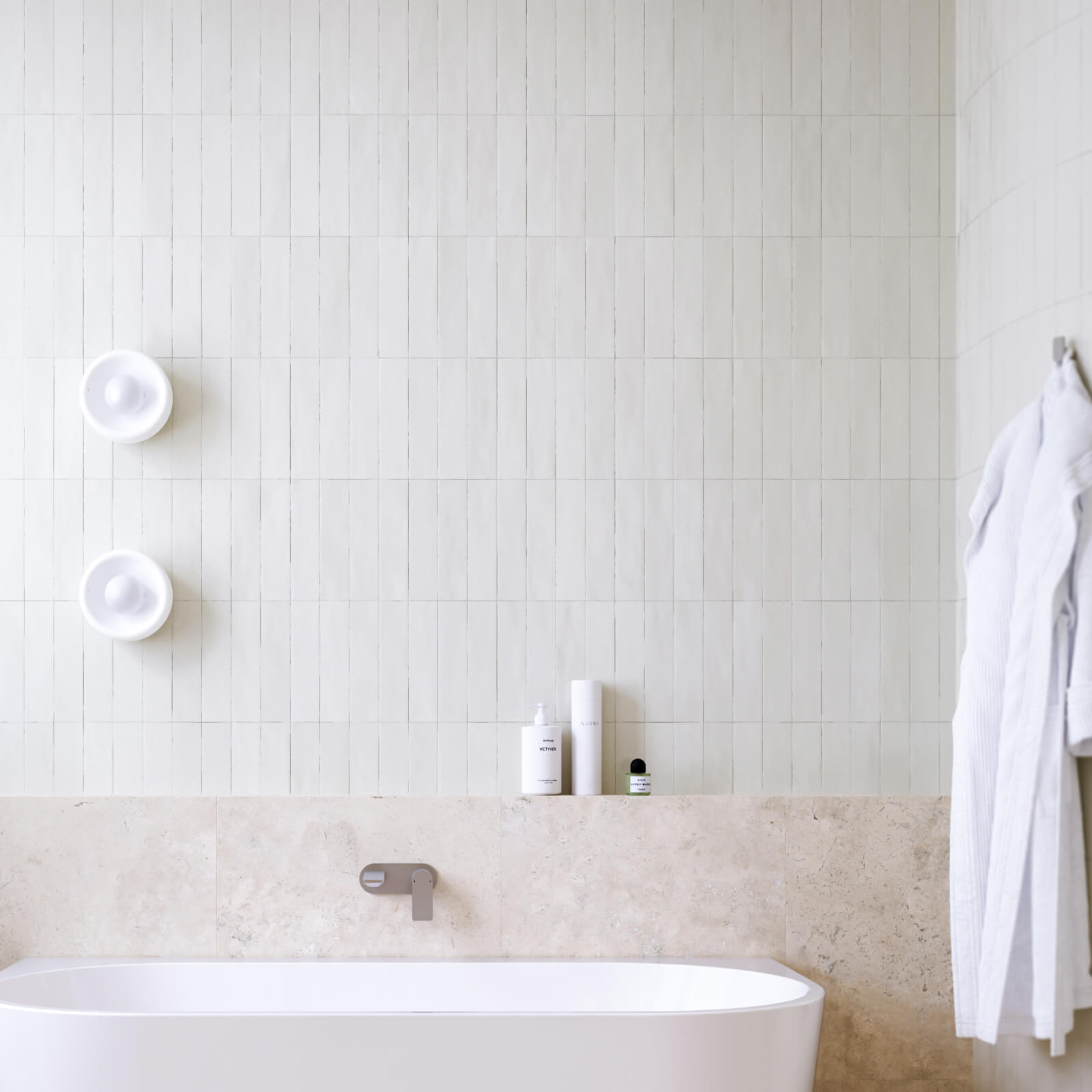 Snow White Ella Zellige Tile 100 x 100 x 10mm Spanish Ceramic  | The Blue Space