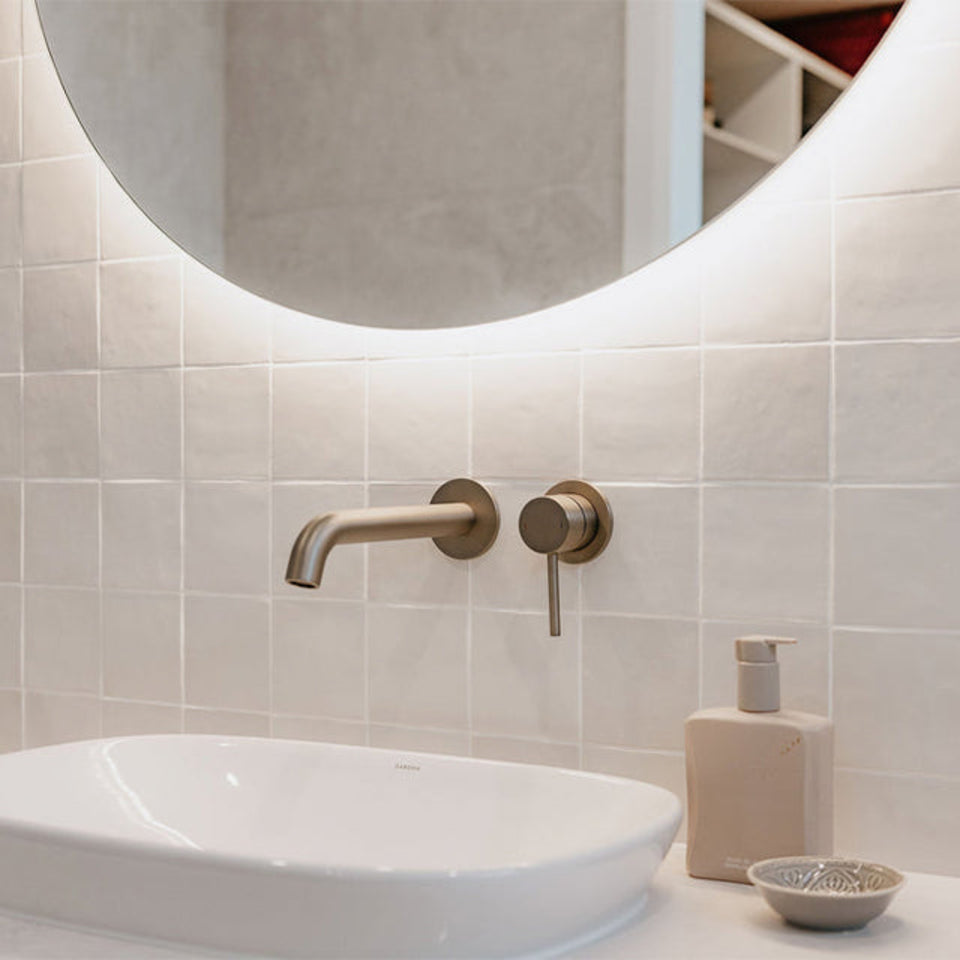 Snow White Ella Zellige Tile 100 x 100 x 10mm Italian Ceramic