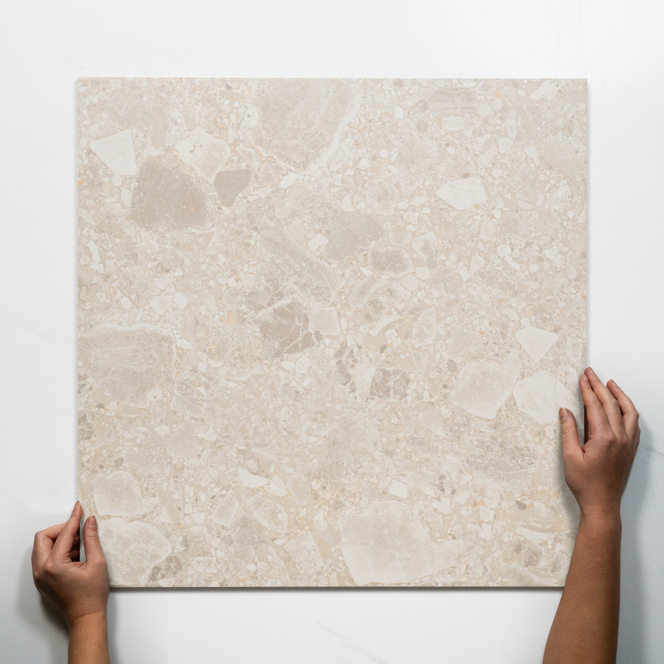 Southside Beige Terrazzo External Porcelain Tile P5 600mm x 600mm