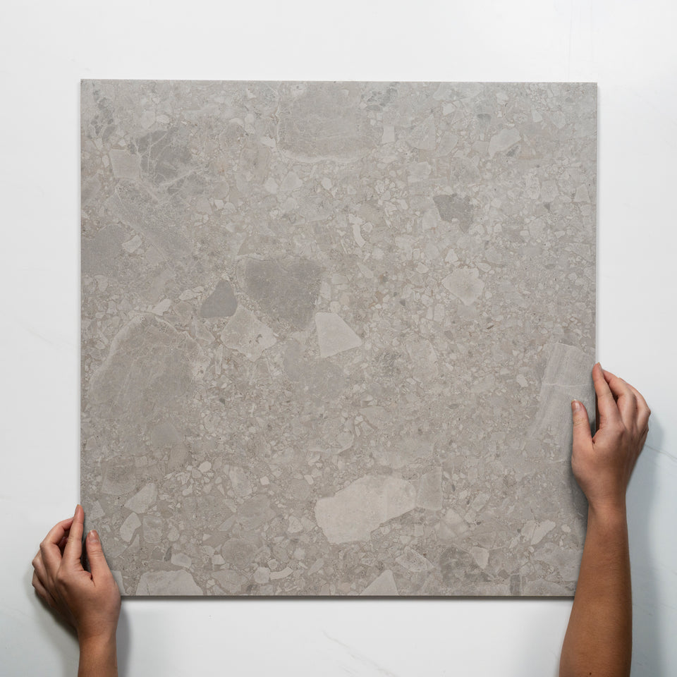 Southside Grey Terrazzo External Porcelain Tile P5 600mm x 600mm