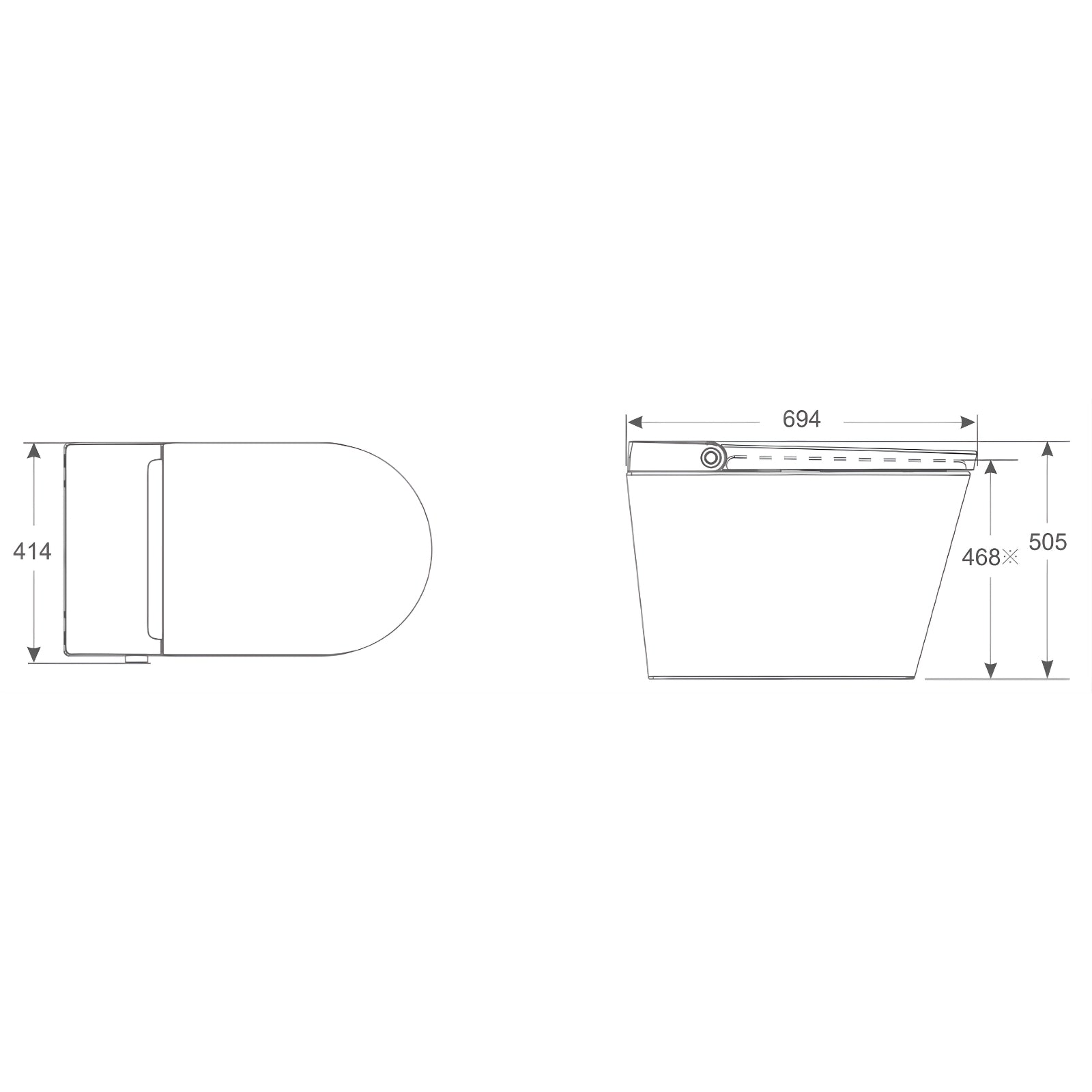 Technical Drawing St George Coogee Smart Toilet (Intelligent Bidet Toilet) ST-ZTT-450 - The Blue Space