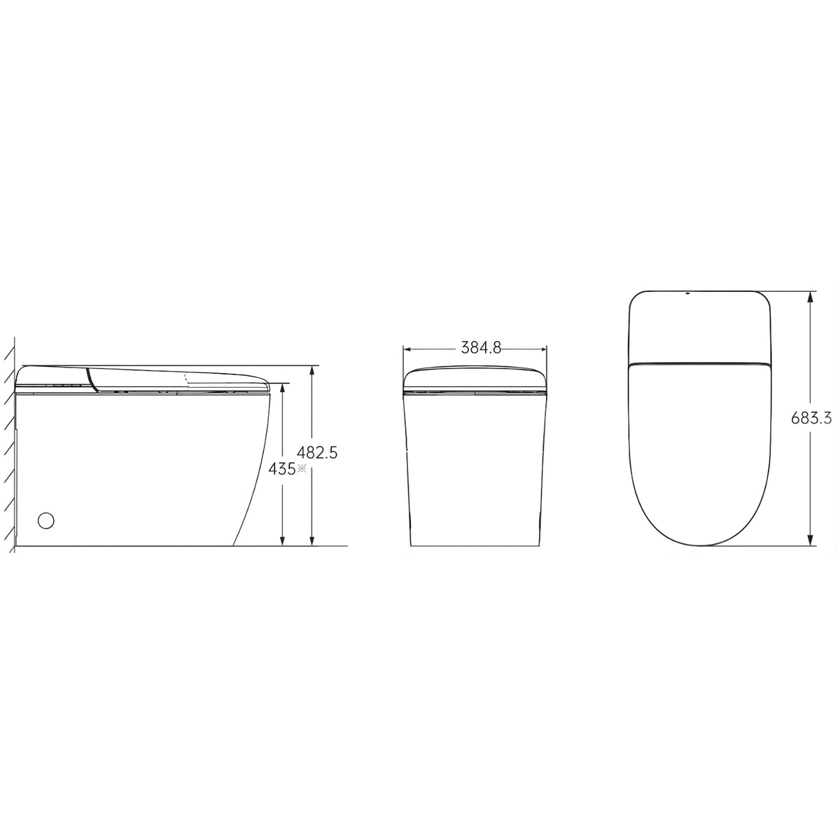 Technical Drawing St George Mosman Smart Toilet (Intelligent Bidet Toilet) ST-ZTT-500 - The Blue Space