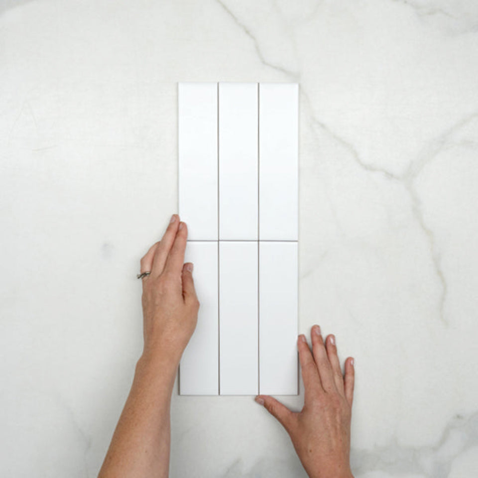 Sunset Bianco White Satin Flat Ceramic Tile 50x200mm
