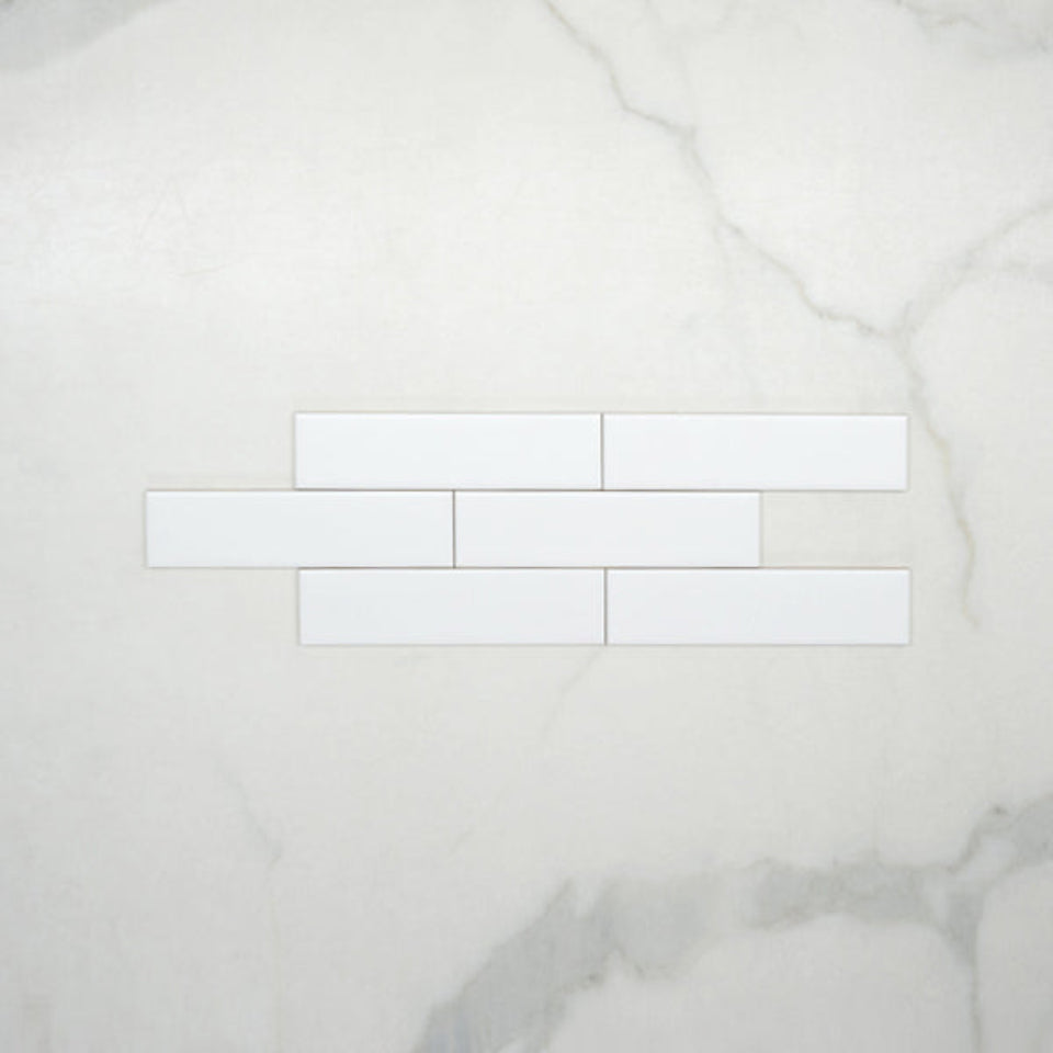 Sunset Bianco White Satin Flat Ceramic Tile 50x200mm