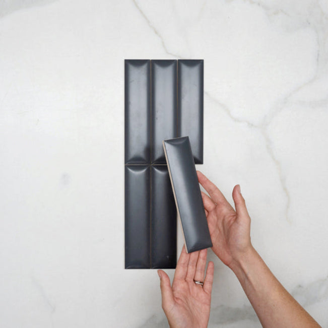 Looks With Hand Sunset Iron Grey Satin Dune Ceramic Tile 50x200mm  PEQGYD520 - The Blue Space
