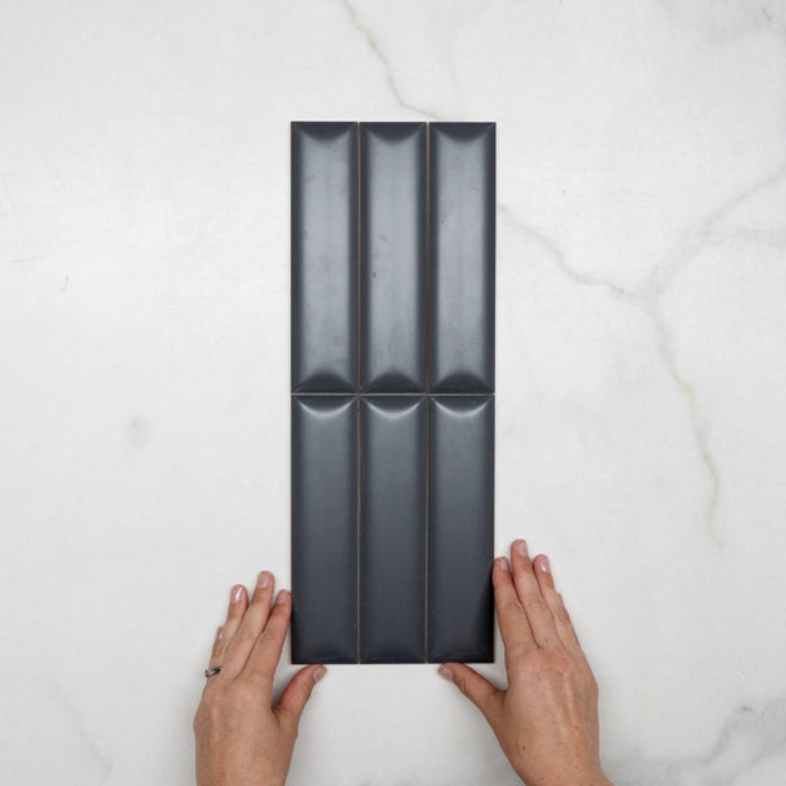 Pattern With Hand Sunset Iron Grey Satin Dune Ceramic Tile 50x200mm  PEQGYD520 - The Blue Space