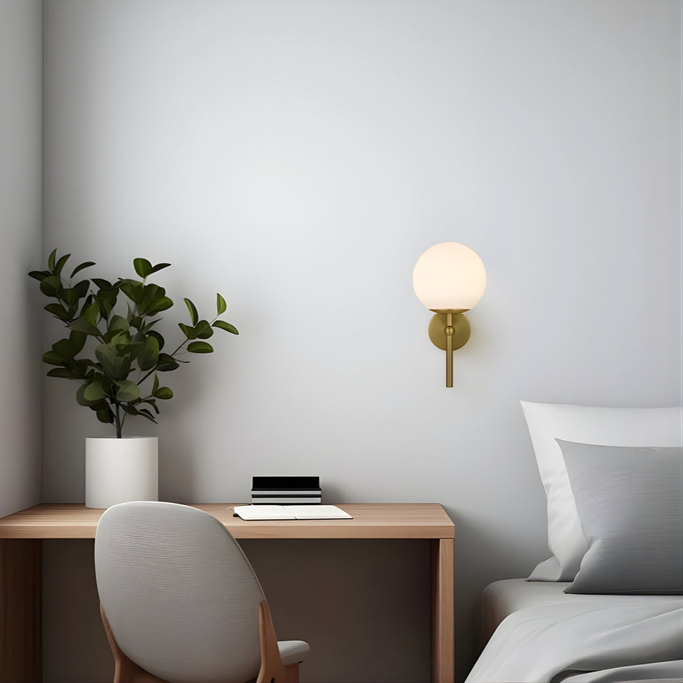 Telbix Eterna 1 Wall Light Antique Gold Opal Matte