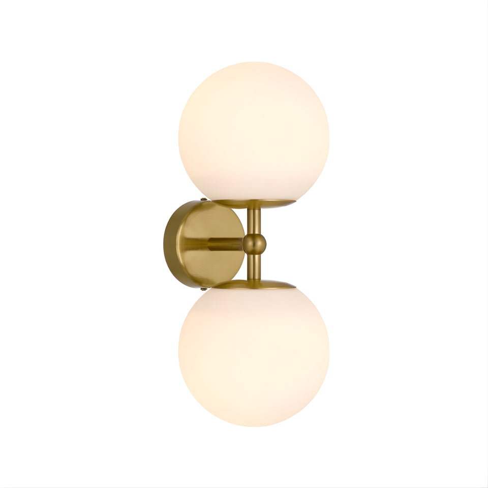 Telbix Eterna 2 Wall Light Antique Gold Opal Matte