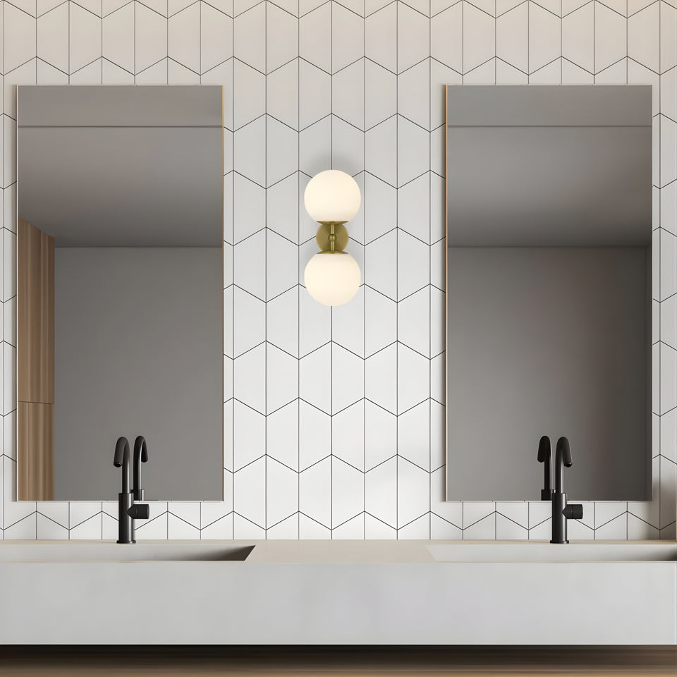 Telbix Eterna 2 Wall Light Antique Gold Opal Matte