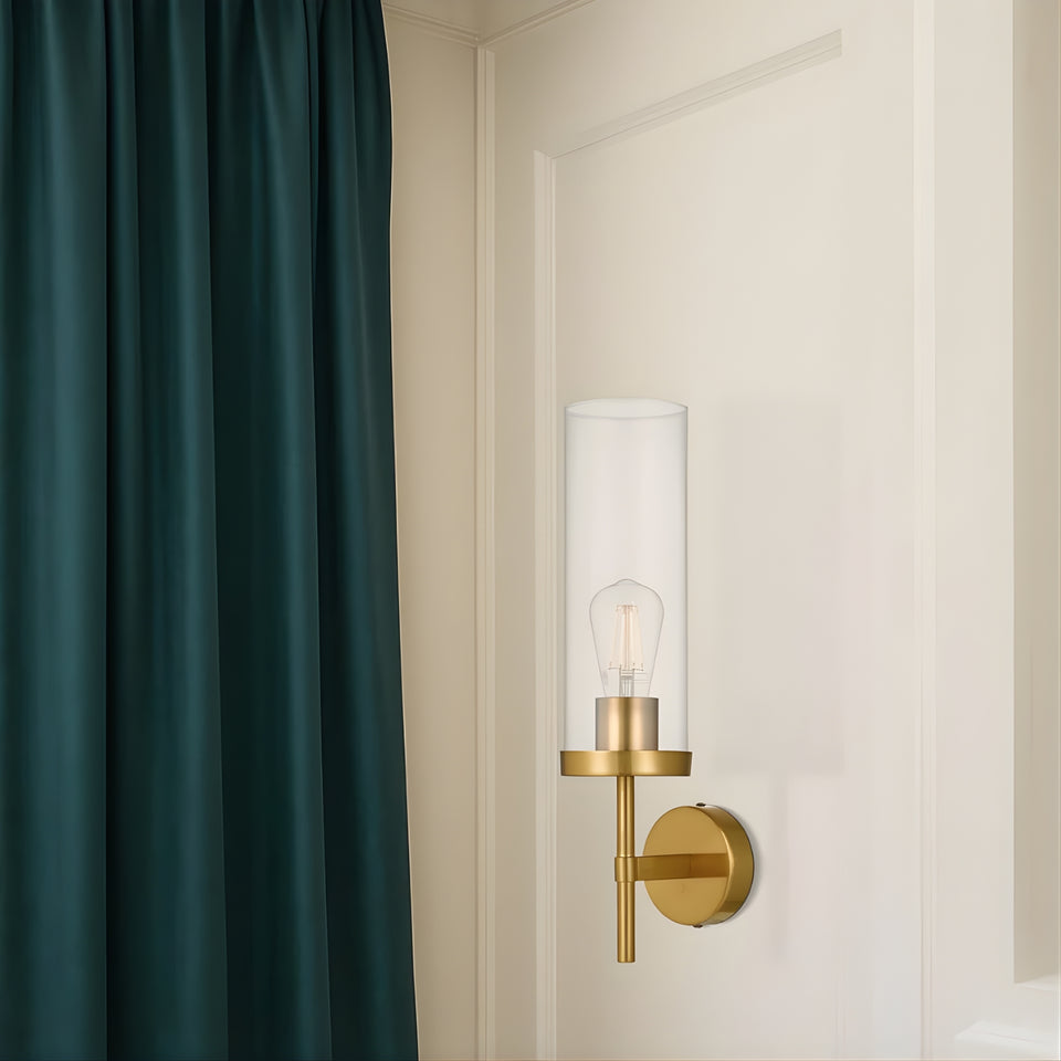 Telbix Garot Wall Light Antique Gold Clear