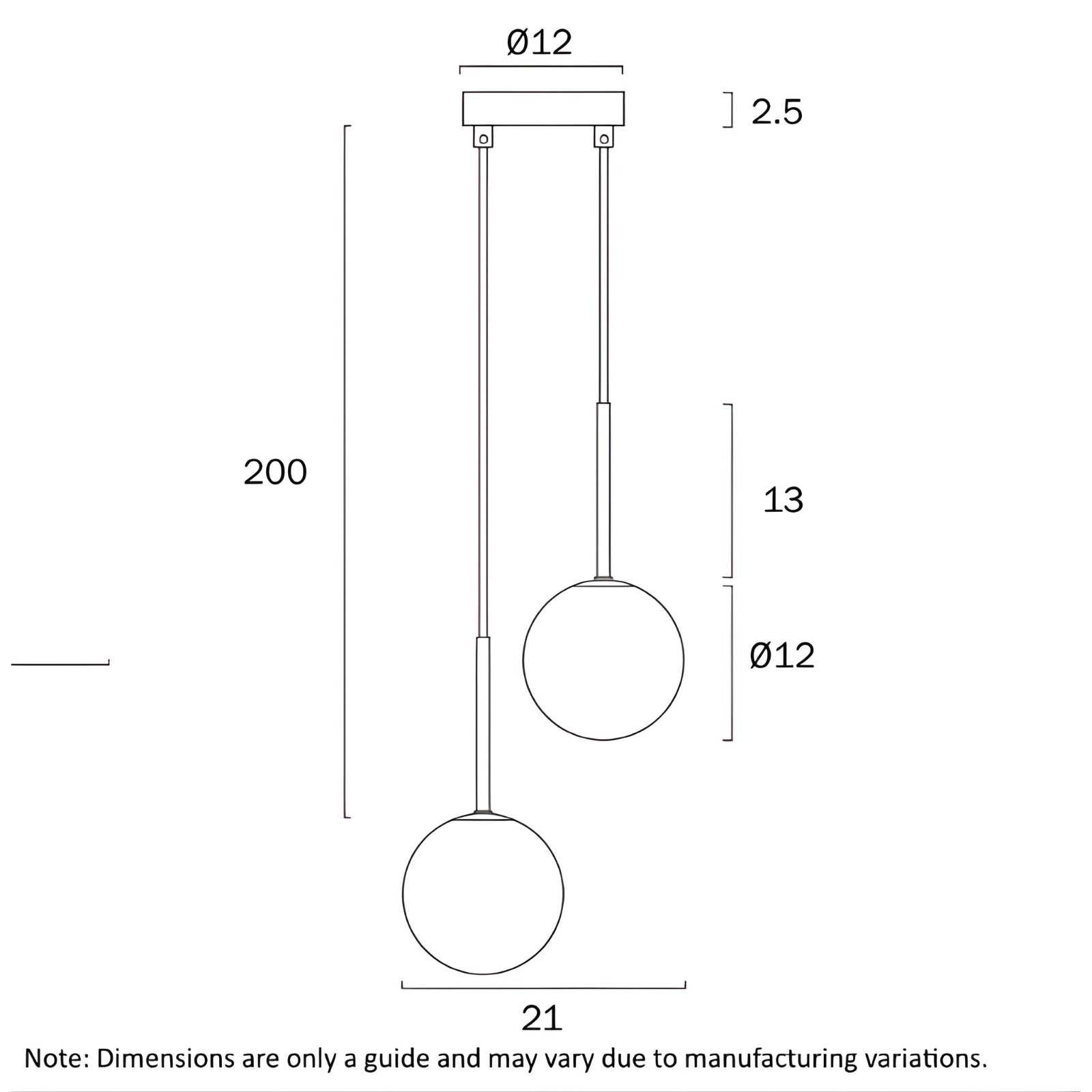 Line Drawing Telbix Gaston 2 Light Pendant G9 Antique Gold Smoke GASTONPE2-AGSM - The Blue Space