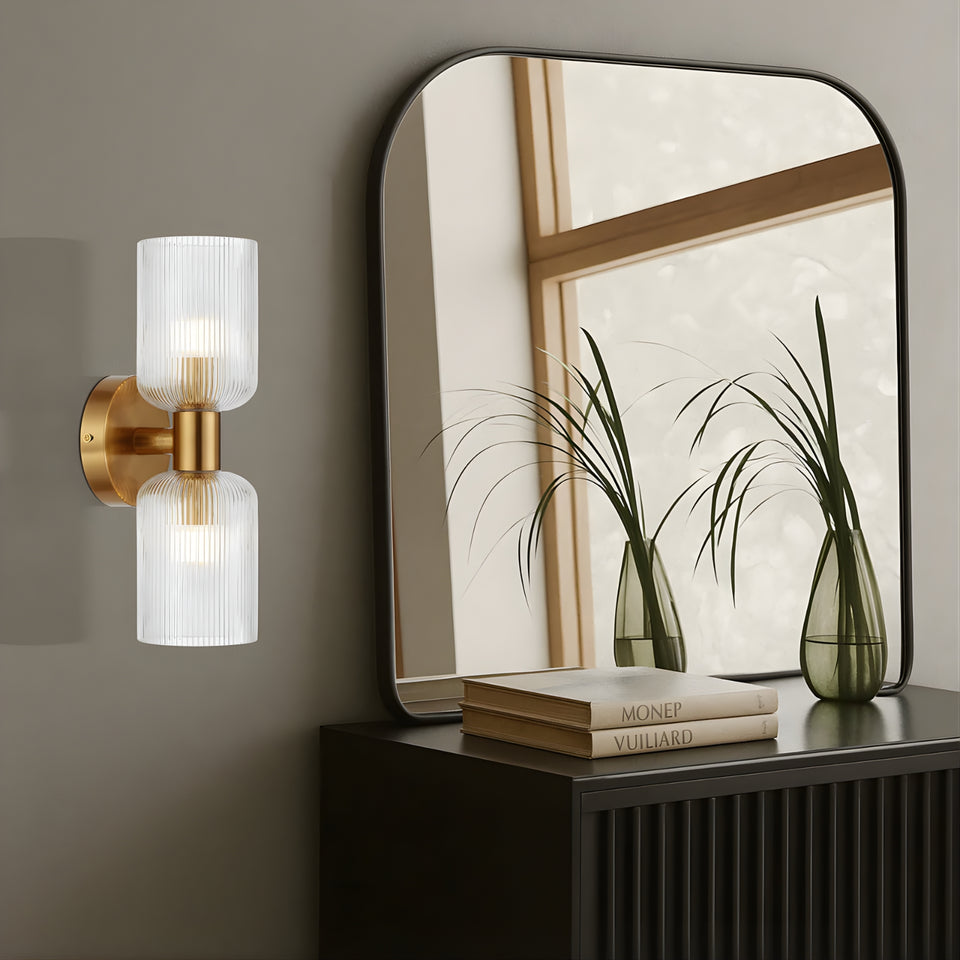 Telbix Riven 2 Wall Light Antique Gold Clear