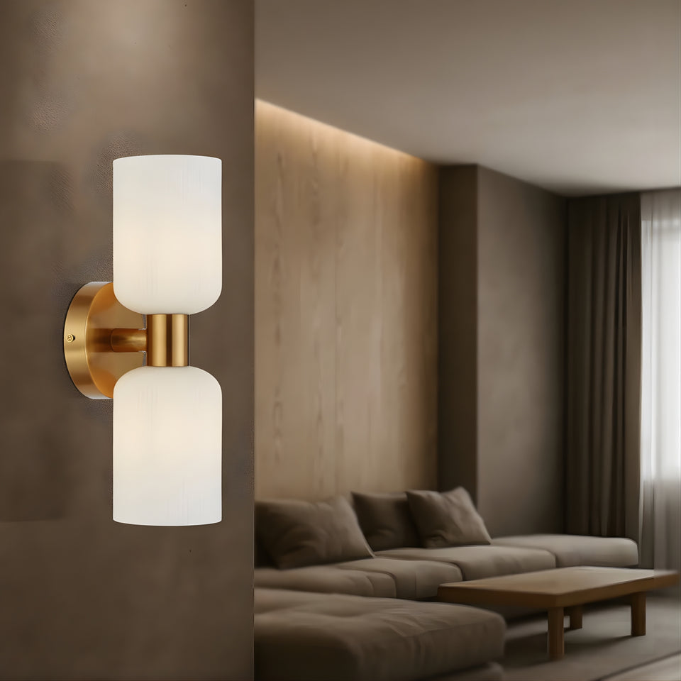 Telbix Riven 2 Wall Light Antique Gold Opal Matte