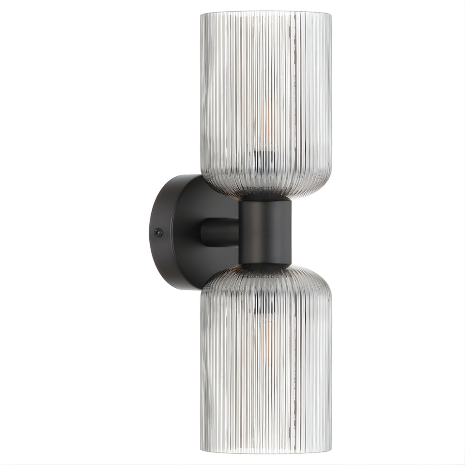 Telbix Riven 2 Wall Light Black Smoke