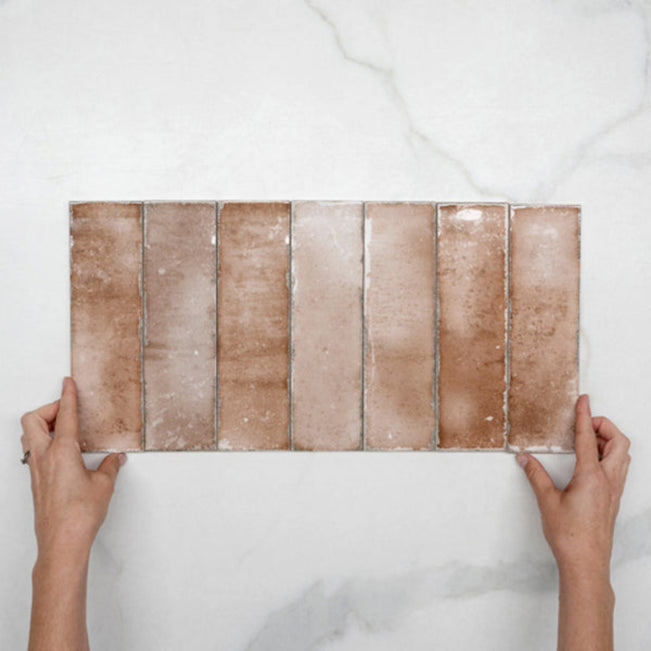 Looks With Hand Terracotta Leon Spanish Subway Tile Gloss 69 x 240mm Ceramic  - The Blue Space