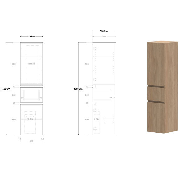 ADP Glacier Lite Door & Drawer Tallboy