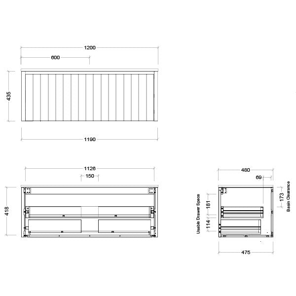 Timberline Saba Wall Hung Vanity With Above Counter Basin