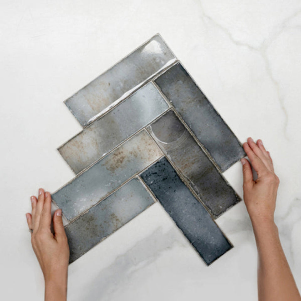 Anthracite Grey Leon Spanish Subway Tile Gloss 69 x 240mm Ceramic