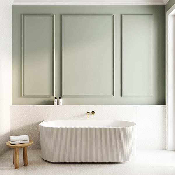 Baö Fluted 1500 Freestanding Back to Wall Oval Bath in Matte White - The Blue Space