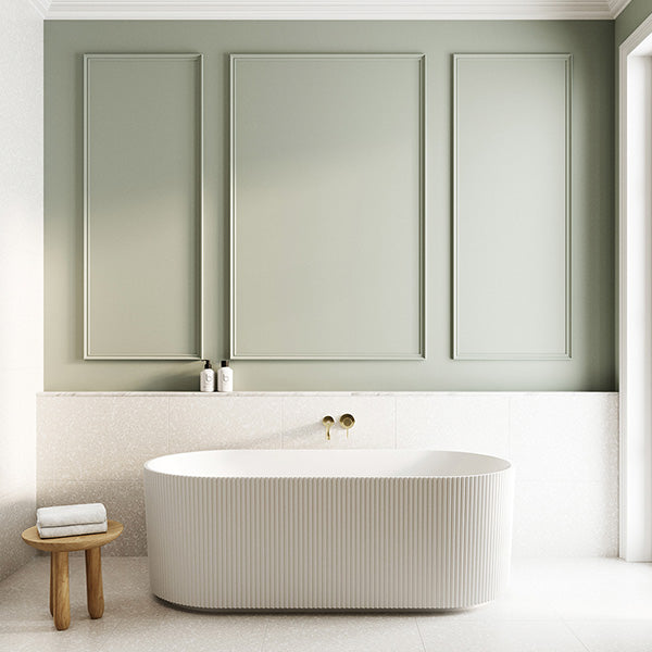 Baö Fluted 1700 Freestanding Back to Wall Oval Bath in Matte White - The Blue Space