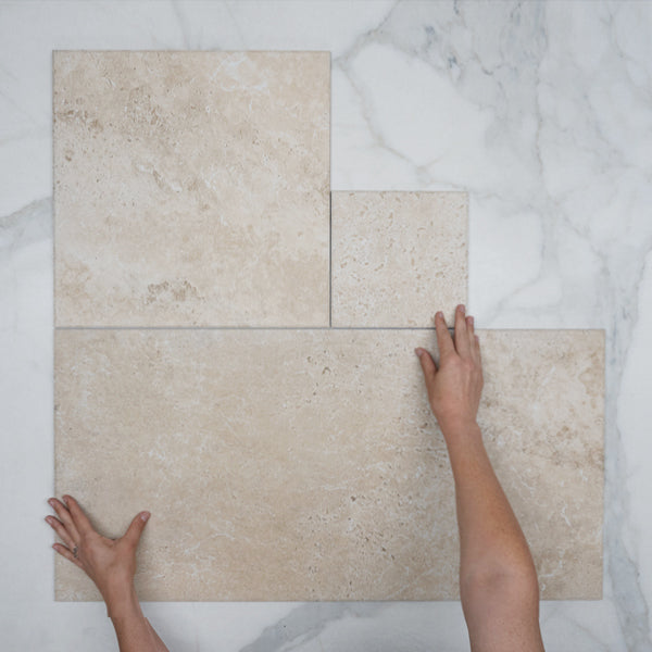 Beige Amara Travertine Tile External French Pattern Porcelain