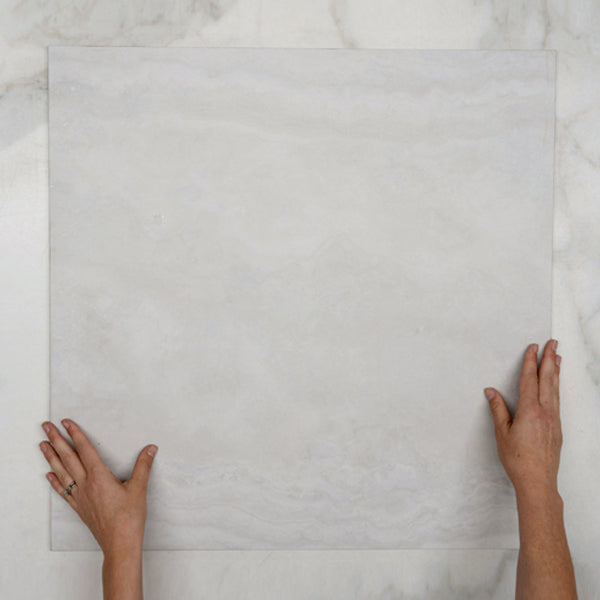 Bianco Ivy Vein Cut Travertine Tile Tech grip 300 x 600 x 10mm Porcelain  | The Blue Space