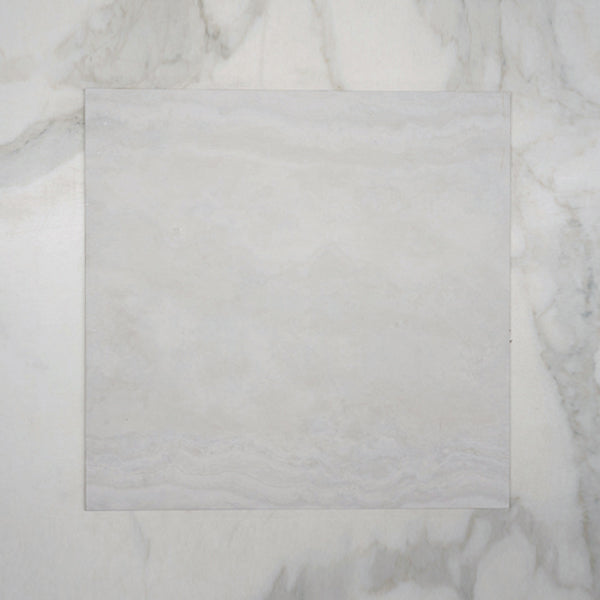 Bianco Ivy Vein Cut Travertine Tile Tech grip 300 x 600 x 10mm Porcelain  | The Blue Space