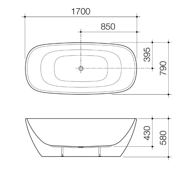 Caroma Contura II 1700mm Freestanding Bath - Matte Clay