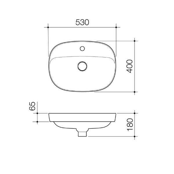 Caroma Contura II 530mm Inset Basin with Tap Landing (1 Tap Hole) - White