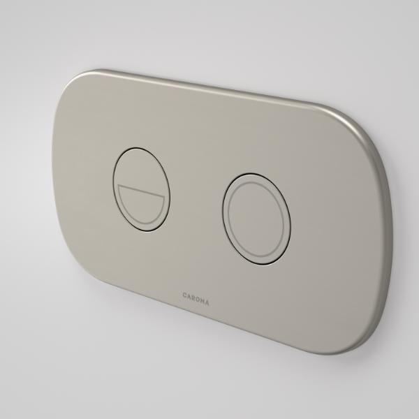 Caroma Contura II Invisi Series II Round DC Dual Flush Button Panel - Brushed Nickel