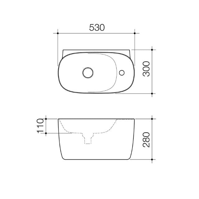 Caroma Contura II Hand Wall Basin (1 Tap Hole) - White