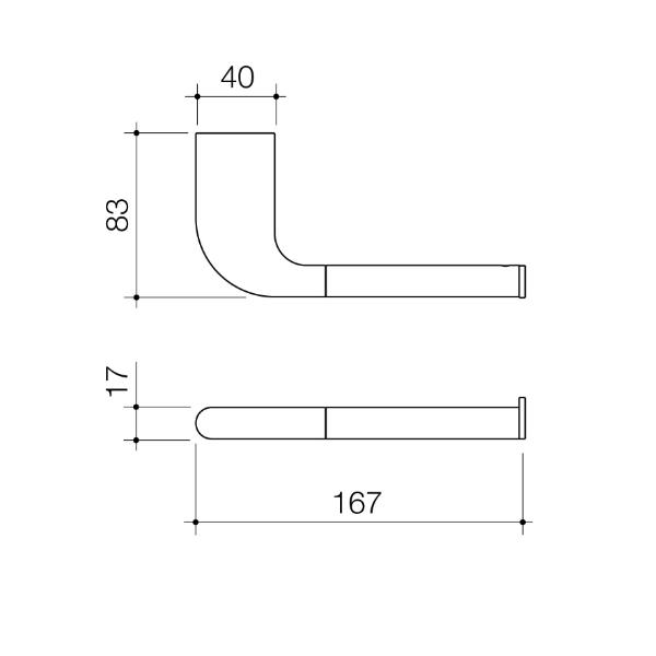 Technical Drawing Caroma Contura II Toilet Roll Holder - Brushed Brass 849031BB | The Blue Space