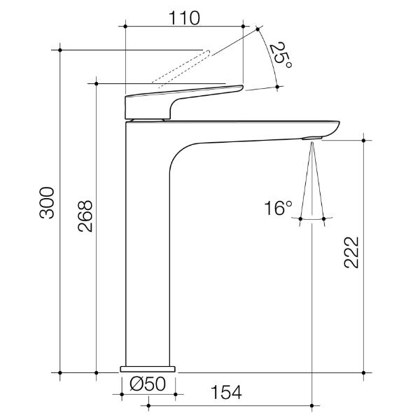 Caroma Contura II Tower Basin Mixer - Brushed Nickel