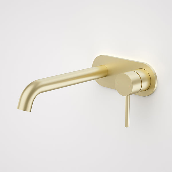 Caroma Liano II Lead Free Wall Basin/Bath Mixer Plate Set Brushed Brass