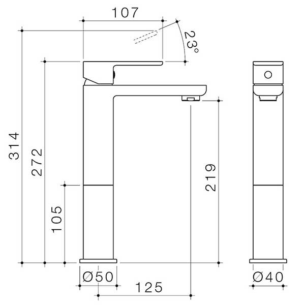 Caroma Luna Tower Lead Free Basin Mixer Brushed Nickel