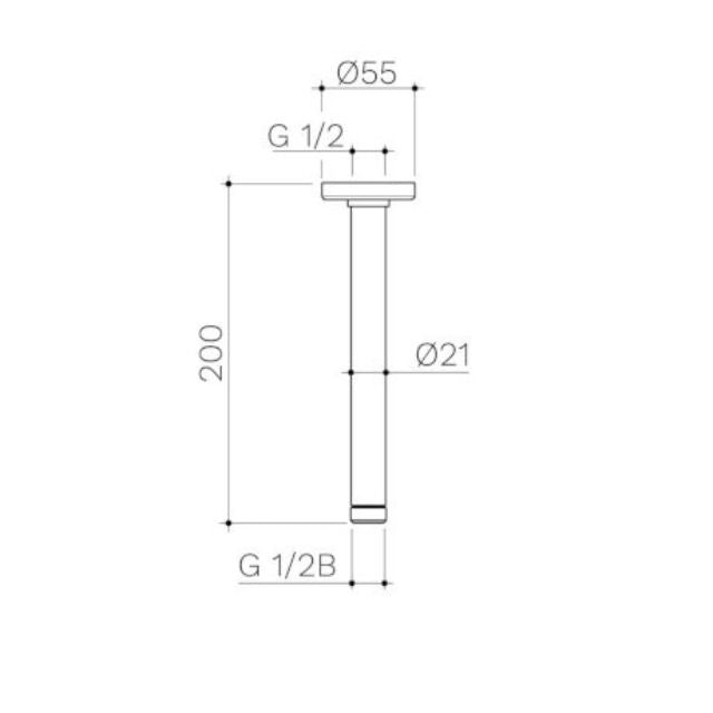 Caroma 200mm Ceiling Shower Arm – Brushed Bronze