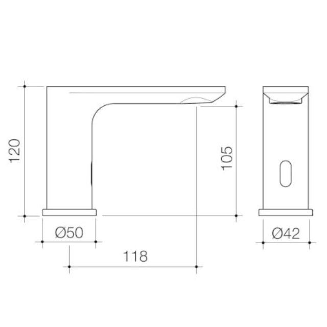 Caroma Urbane II Sensor Hob Mounted Outlet Tap - Matte Black