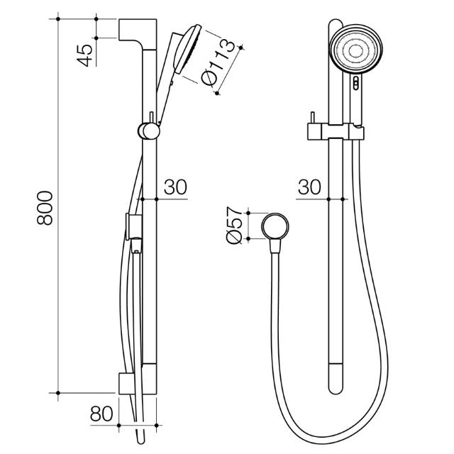 Caroma Urbane II Universal Rail Shower - Brushed Brass