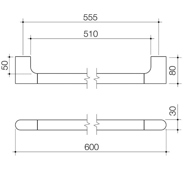 Caroma Urbane II Universal Rail Straight 600mm - Gun Metal